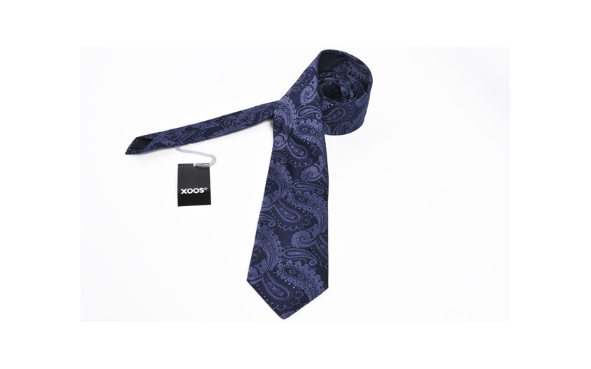 Cravate marine motifs paisley