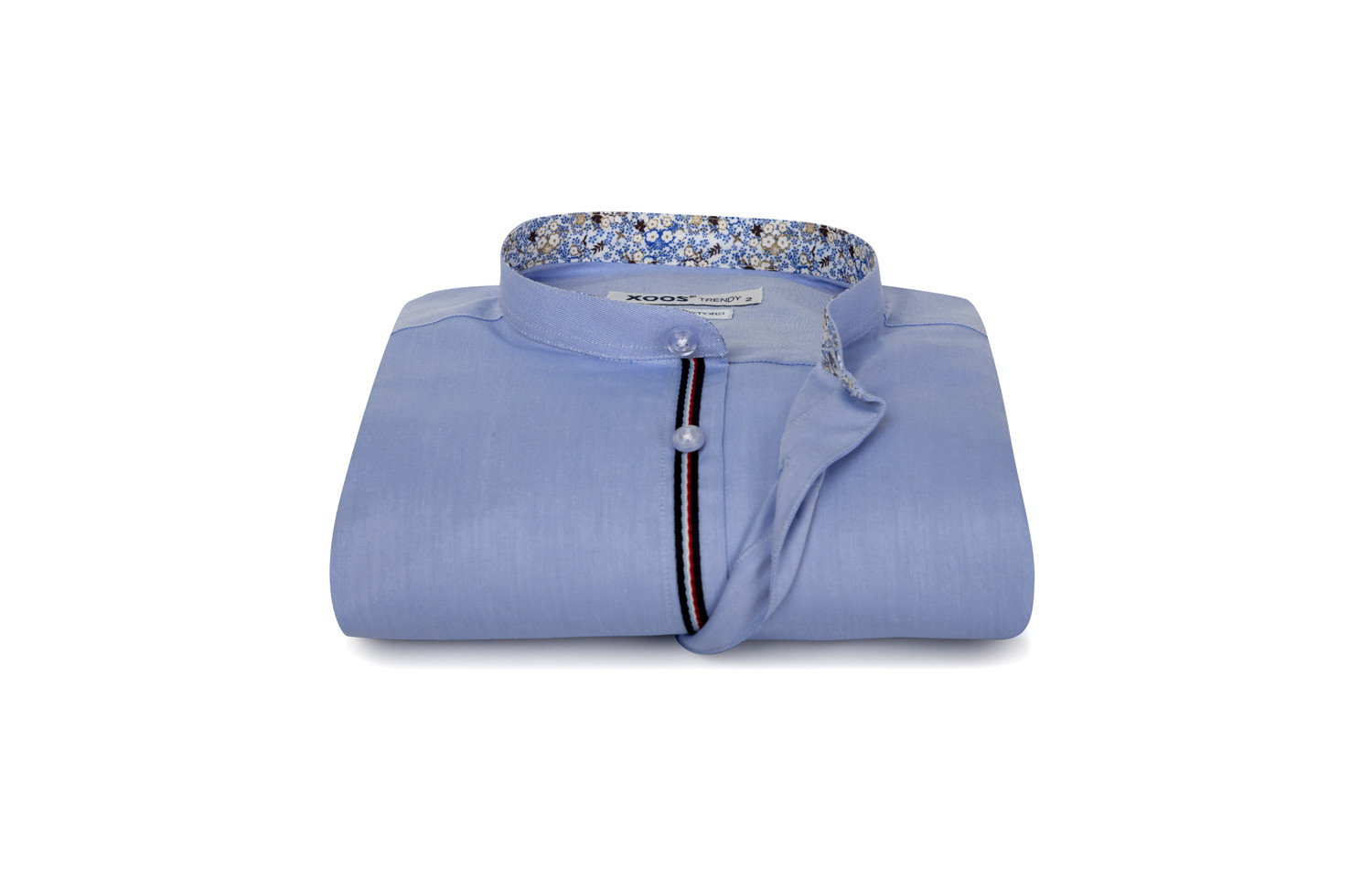 Chemise homme bleue à poignets mousquetaire (Double Retors)
