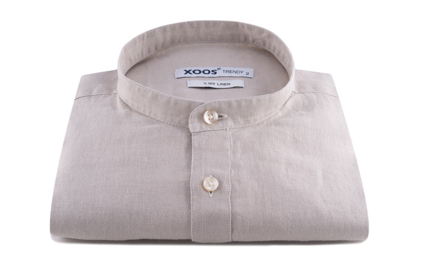 Chemise beige en lin col...