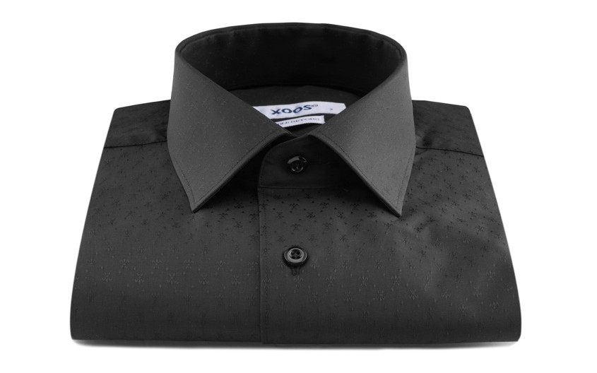 Chemise noire en jacquard