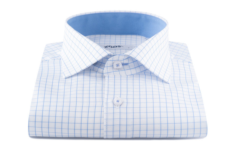Chemise à fins carreaux ciel