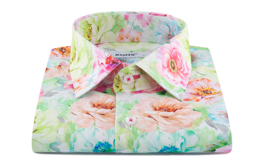 Chemise imprimé pâle roses