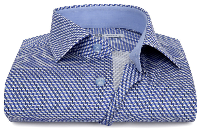 Chemise imprimé cube 3D navy